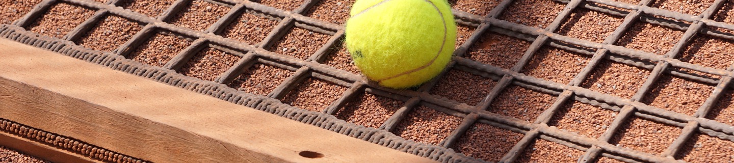 Tennisbal op sleepnet